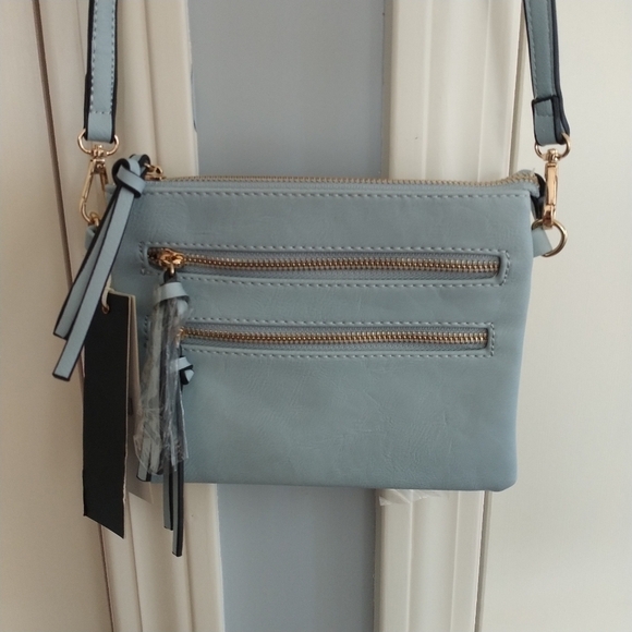 Isabelle Vegan Light Blue Crossbody Bag - Picture 2 of 9